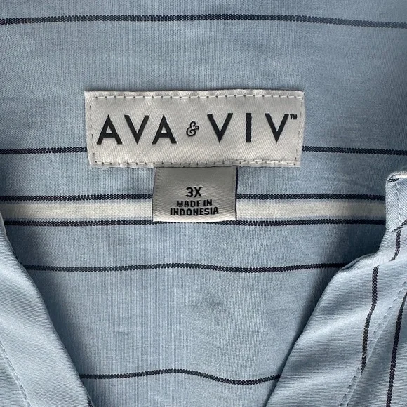 Ava & Viv Light Blue Striped Shirt Dress NWT Size 3X - Picture 3 of 5